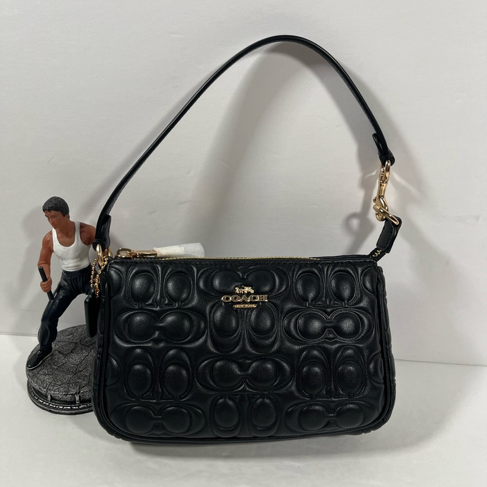 Coach Wristlet Nolita 19 In Signature Leather Embossed C In Black  NWT